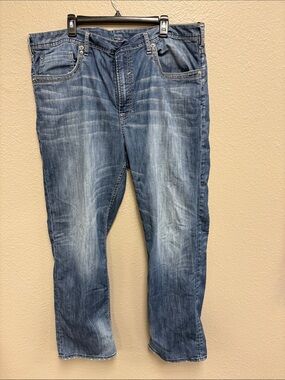 Buffalo David Bitton Men's Faded Blue Relaxed Jeans